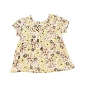 Cato Womens Green Purple Top Floral Paisley Ruffled Front Short Sleeve 22/24W